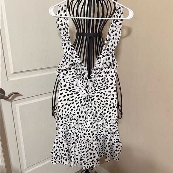 NWT Forever 21 Lined Black and White Polka Dot Ruffle Dress - Picture 1 of 8